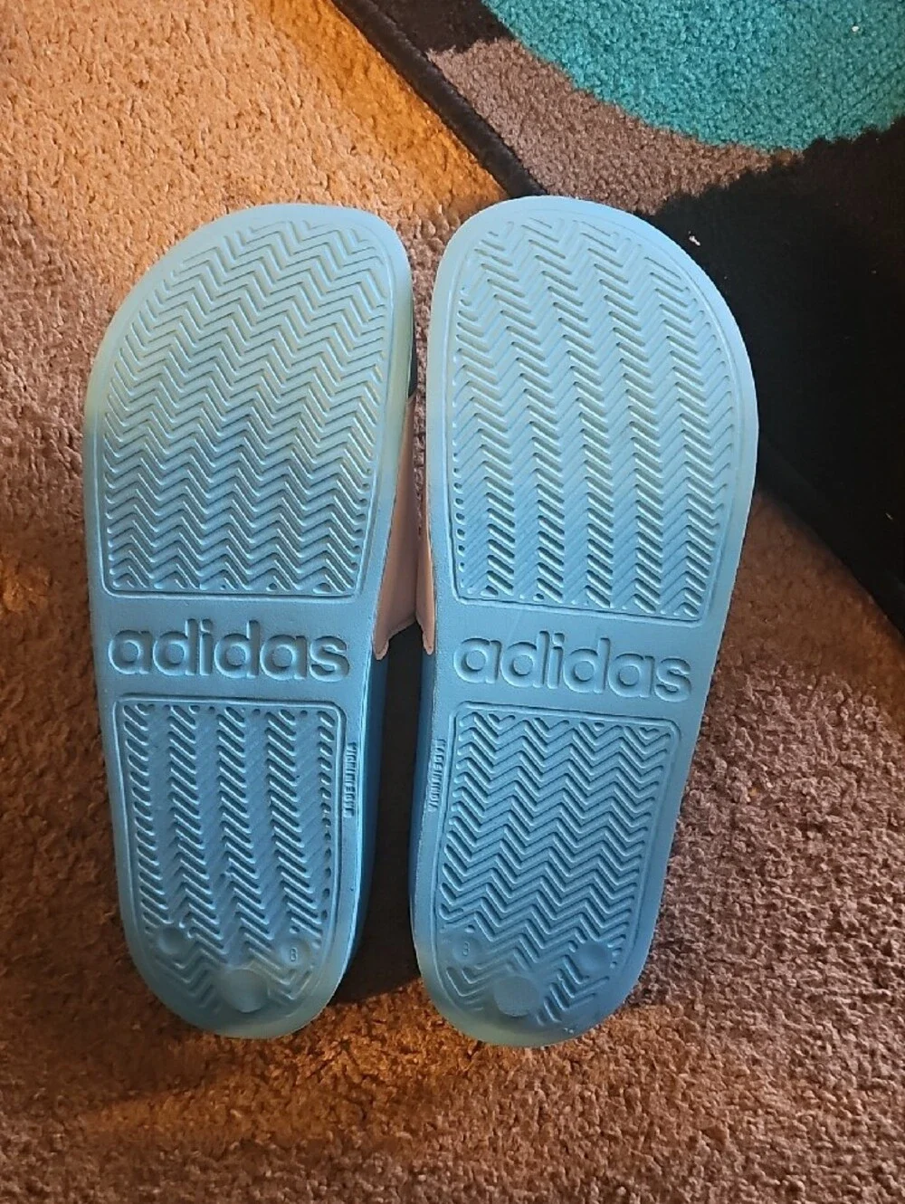 adidas Adilette Shower Slides - Blue and White